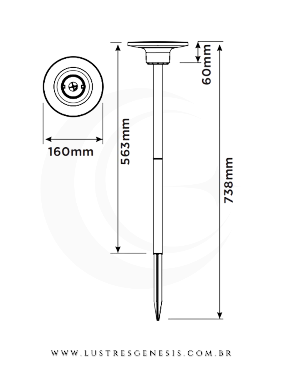 Espeto de Jardim Externo de Alumínio Preto Bivolt para Iluminar e Decorar Jardim, Muro, Fachada, Piscina e Area Gourmet